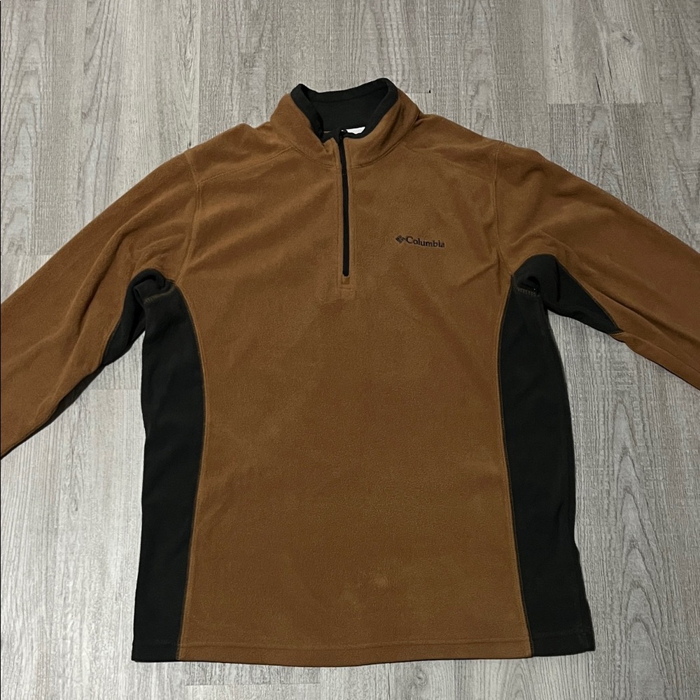 Columbia Tan Orange Half-Zip Fleece Long Sleeve Sweater